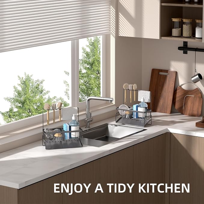 NET MEYA Sponge Holder for Kitchen Sink, Stainless Steel Sink Caddy - Image 3
