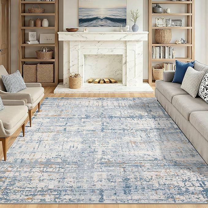 5x7 Area Rugs for Bedroom Living Room, Non-Slip Washable Rug, Modern Abstract by Rugxara