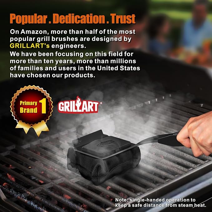 GRILLART Grill Brush Bristle Free. SteamWizards BBQ Replaceable Cleaning Head - Image 7