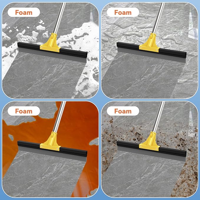 Large Heavy-Duty Floor Squeegee, 18” Rubber Blade Broom & 62” Long Handle Floor - Image 4