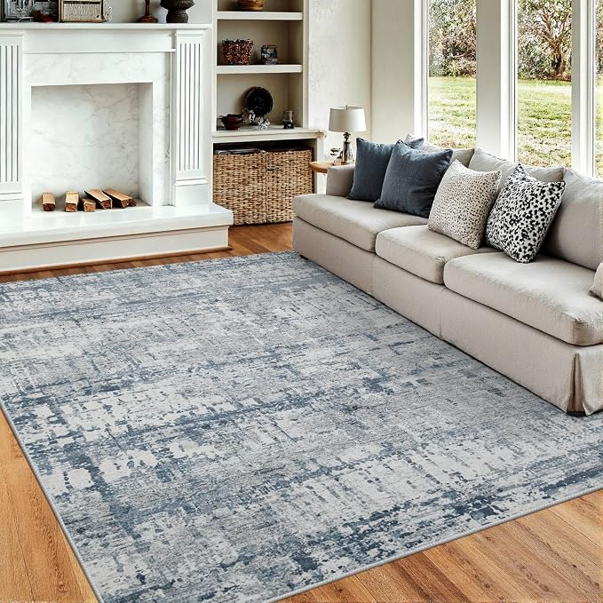 5x7 Area Rugs for Bedroom Living Room, Non-Slip Washable Rug, Modern Abstract by Rugxara