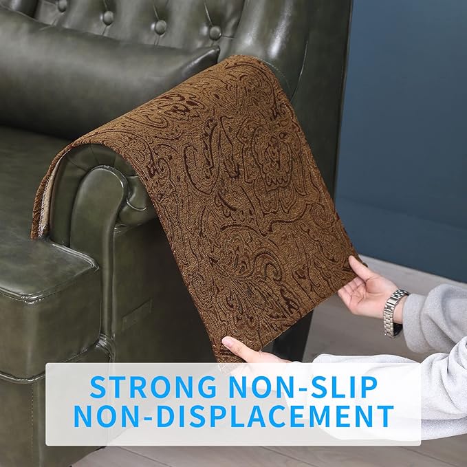 MINJIATEX Couch arm Covers,Non-Slip lace Sofa arm Cover Set of 2 Washable Sofa armrests Covers for Living Room Recliner Chair arm Cover Protectors for Leather Sofa armrest slipcover