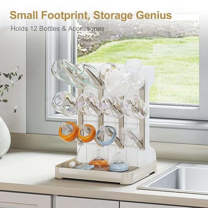 GoMaihe Baby Bottle Drying Rack: Space Saving Vertical Bottle Dryer Holder - Image 3