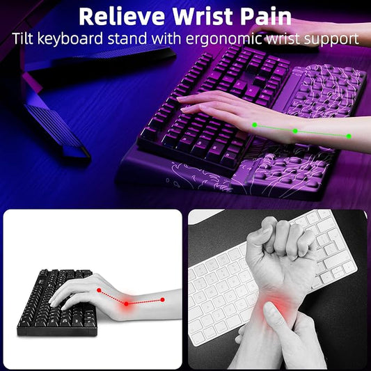 Ospelelf Wrist Support With Keyboard Stand, Comfy Ergonomic Riser Holder - Image 2