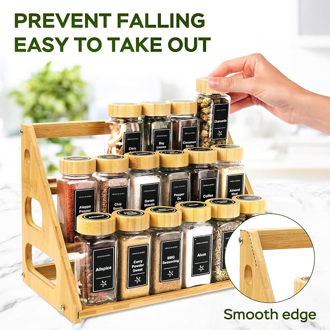 3 Tier Bamboo Spice Rack Organizer - Image 2