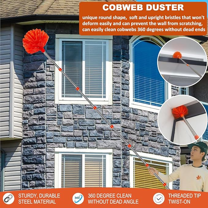 20+ Feet High Reach Dusting Kit, Cobweb Duster & Ceiling Fan Duster - Image 5