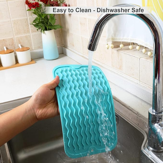 ZLR Silicone Dish Drying Mat for Kitchen Counter, Eco-Friendly Fast Dry Dish Mat - Image 4
