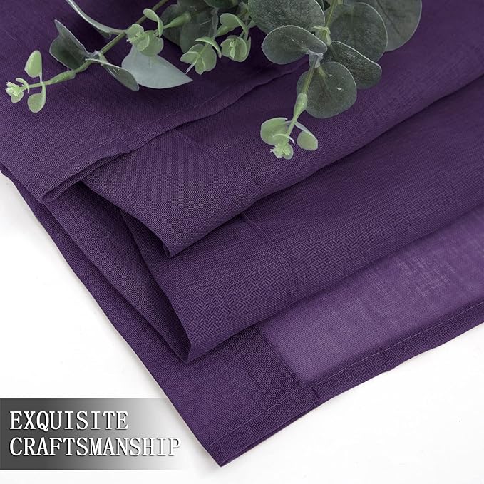 Tollpiz Short Sheer Tier Curtains Linen Textured Half Kitchen Curtain Sheers - Image 7