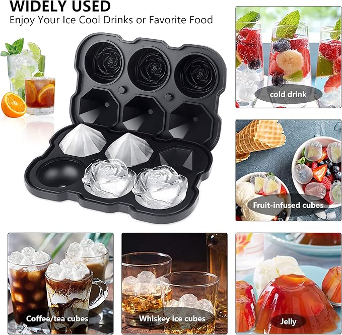 Rose Ice Cube Tray, ZACHDEE 2" Flower Silicone Ice Cube Tray - Image 5