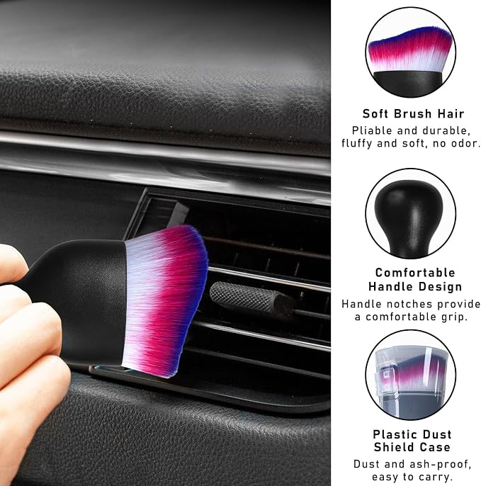 Car Interior Dust Brush, Soft Scratch Free Auto Detailing Brushes, Universal - Image 3
