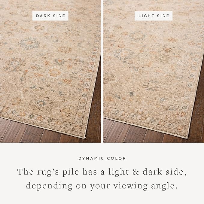 Loloi Chris Loves Julia Palma Collection PLM-11 Natural/Multi 11'-6" x 15'-7" Fringe Area Rug Vintage Style Boho Living Room Bedroom Carpet