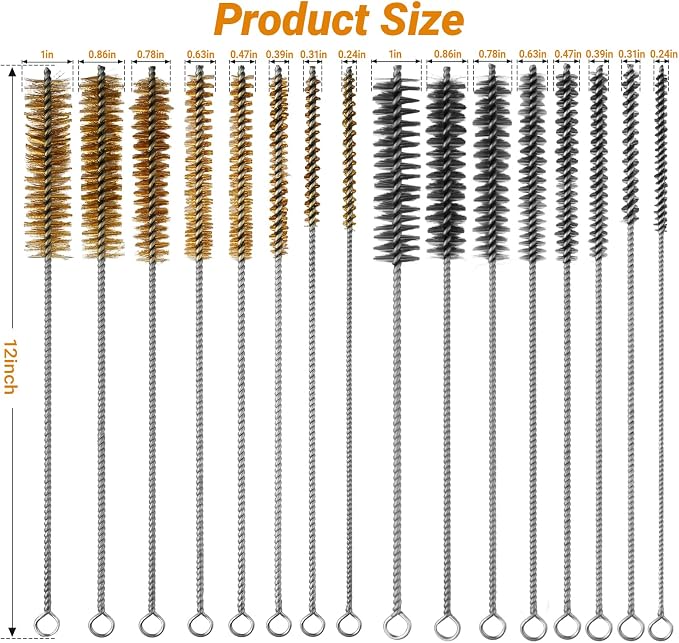 16Pcs Tube Cleaning Brush, Brass Stainless Steel Engine Cleaning Brushes - Image 2
