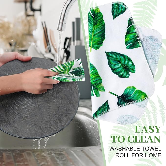 36 Pack Leaves Reusable Cleaning Cloths Washable Cotton Kitchen Towels - Image 2