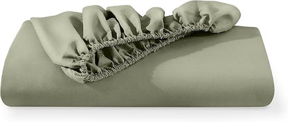 Bare Home Fitted Bottom Sheet King Size - Premium 1800 Microfiber - Ultra-Soft Hotel Luxury - Deep Pocket - Durable and Long Lasting (King, Sage)