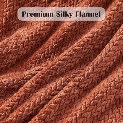 NEWCOSPLAY Super Soft Throw Blanket Coffee Premium Silky Flannel Fleece Leaves Pattern Lightweight Bed Blanket All Season Use (Coffee, Throw(50"x60"))