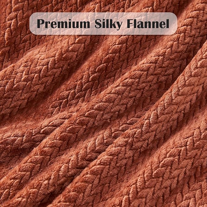 NEWCOSPLAY Super Soft Queen Blanket Coffee Premium Silky Flannel Fleece Leaves Pattern Lightweight Bed Blanket All Season Use (Coffee, Queen(90"x90"))