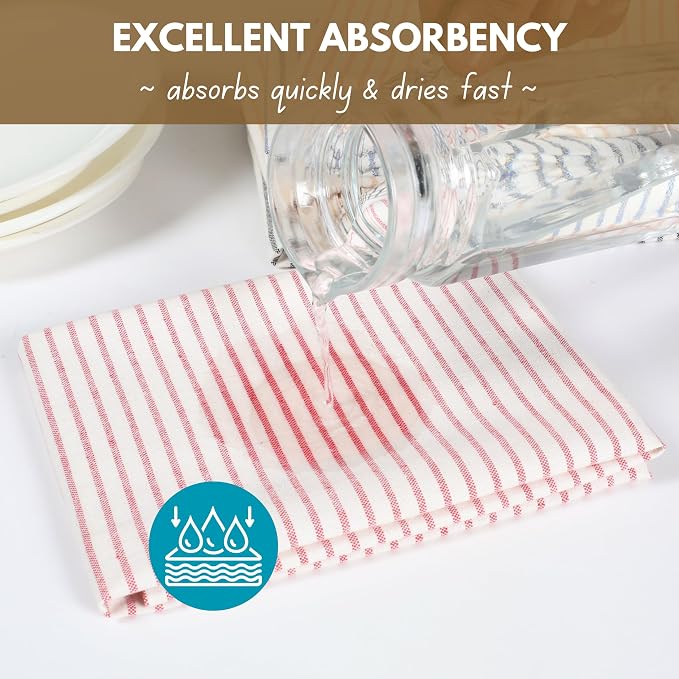 Native Fab 4 Pack Farmhouse Stripe Kitchen Dish Towels Cotton Super Absorbent - Image 2