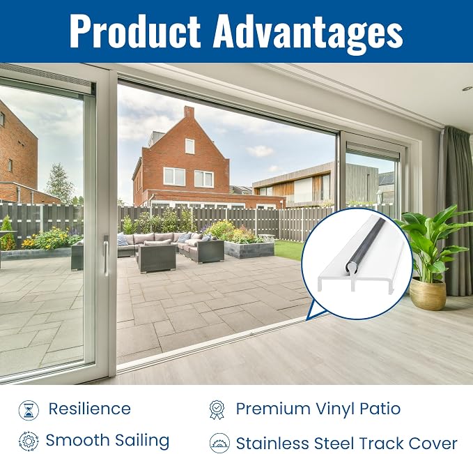 KC Hardware Sliding Door Double Track Replacement 60 Inch White Vinyl Patio - Image 5