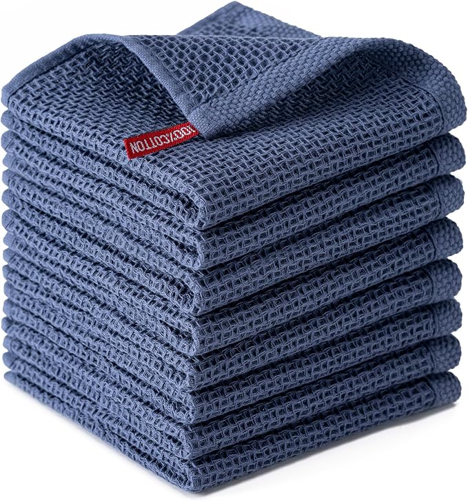 BOOMIBOO 8-Pack Kitchen Dish Cloths, 100% Cotton Waffle Weave, Ultra Soft by BOOMIBOO