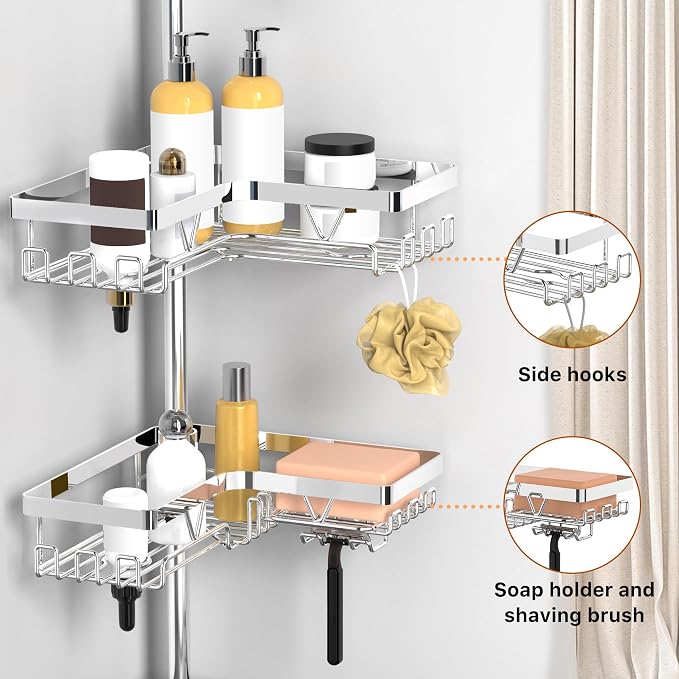 KEGII Corner Shower Caddy Tension Pole - Image 3