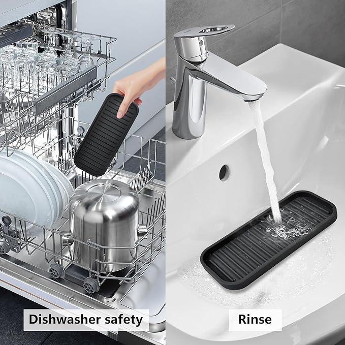 Silicone Sponge Holder Kitchen Sink Organizer Tray Dish Caddy Soap Dispenser - Image 4