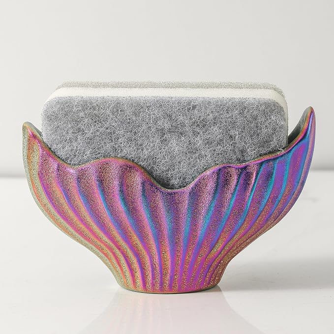 Sponge Holder for Kitchen Sink, Ceramic Dish Sponge Holder by Uiddo