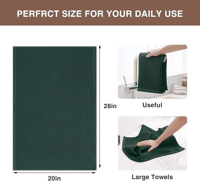 Homaxy 100% Cotton Waffle Weave Kitchen Dish Towels, Ultra Soft Absorbent Quick - Image 3