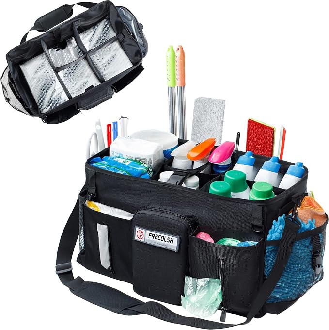 Large Cleaning Supplies Organizer-Cleaning Caddy Organizer by FRECOLSH