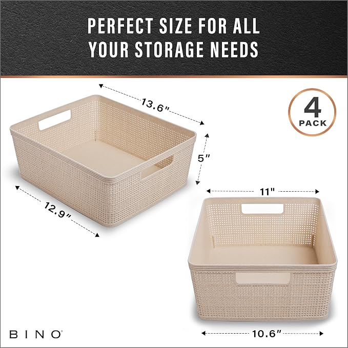 BINO - Woven Plastic Basket, The Jute Collection, Home Organization, - Image 3