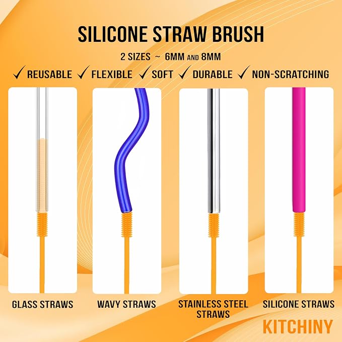 12.5" Silicone Bottle Brush & Straw Cleaner Brush Set | Water Bottle Cleaner - Image 4