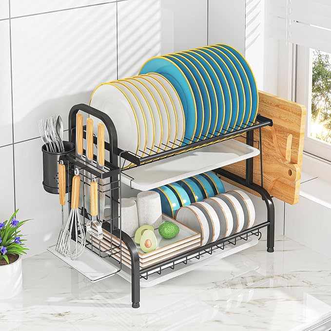 LEGUANG 2-Tier Stainless Steel Dish Drying Rack, Space-Saving Kitchen Organizer - Image 7