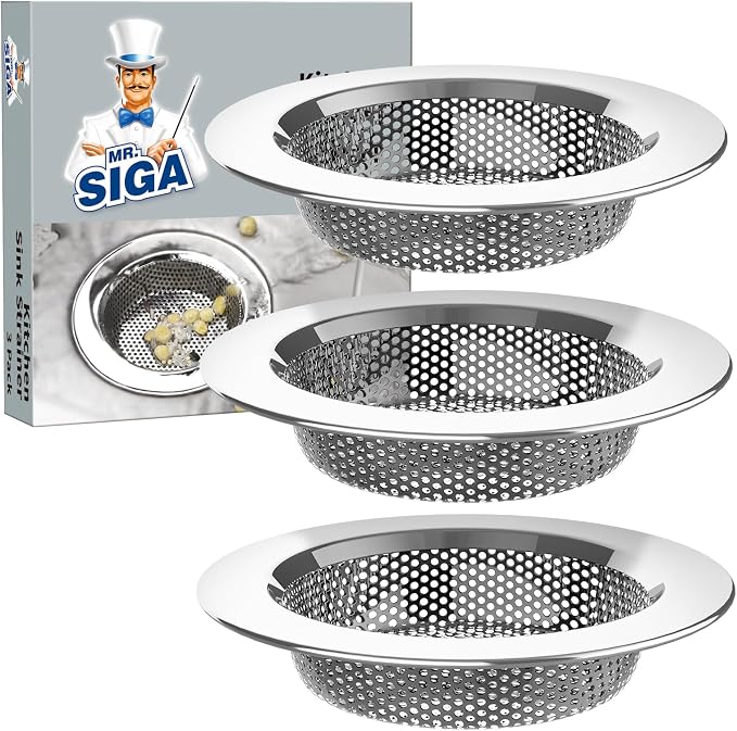 MR.SIGA Kitchen Sink Strainer, Stainless Steel Sink Drain Strainer, Dishwasher by MRSIGA