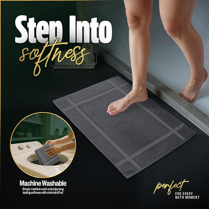 Pearl Linens Pack of 6 Washable Cotton Bath Mat 18x25 - Image 8