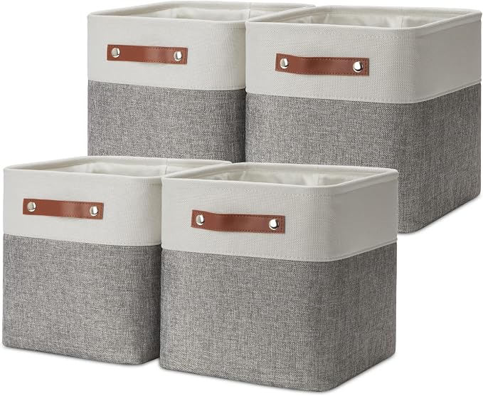 DULLEMELO 11 Inch Cube Storage Bins Fabric Storage Cubes 4 Pack Foldable Cube by DULLEMELO