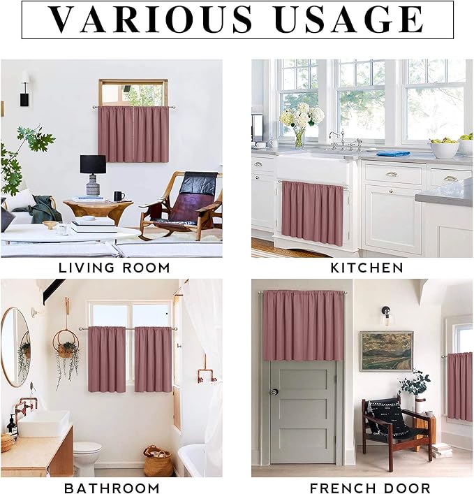 RYB HOME Small Window Curtains for Kitchen, Thermal Insulated Privacy Shades - Image 8