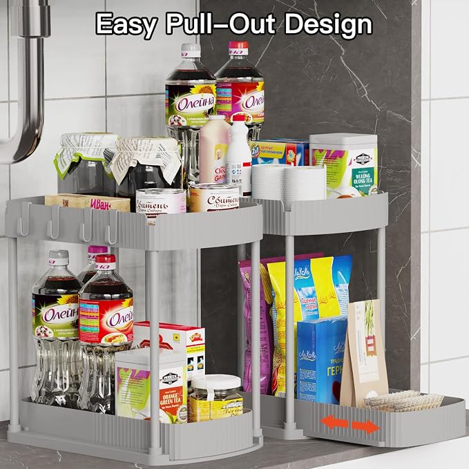 2 Pack Multi-Purpose Pull-Out Storage Organizers, Under Sink Organizers and - Image 4