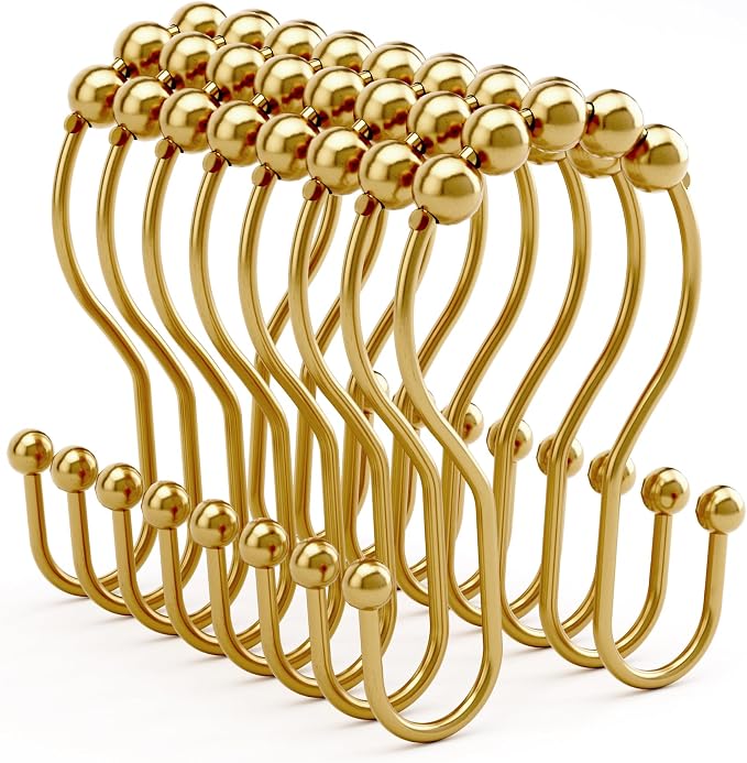 Shower Curtain Hooks, Shower Curtain Rings Rust Proof Double Hook Shower by Bathway