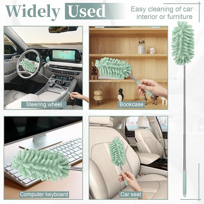 2 PCS Car Interior Duster with Extension Pole, Microfiber Car Dusters with - Image 7