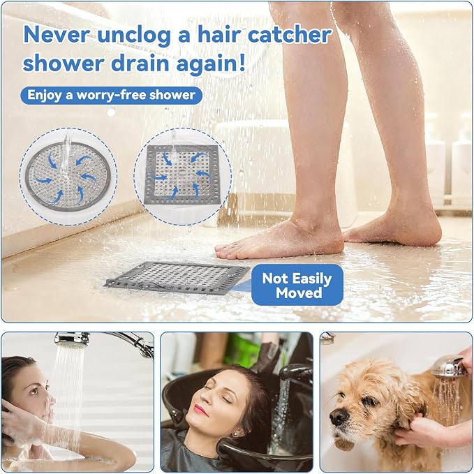 2Pcs Shower Drain Hair Catcher, 4.72" Shower Drain Cover, All-in-One Universal - Image 2