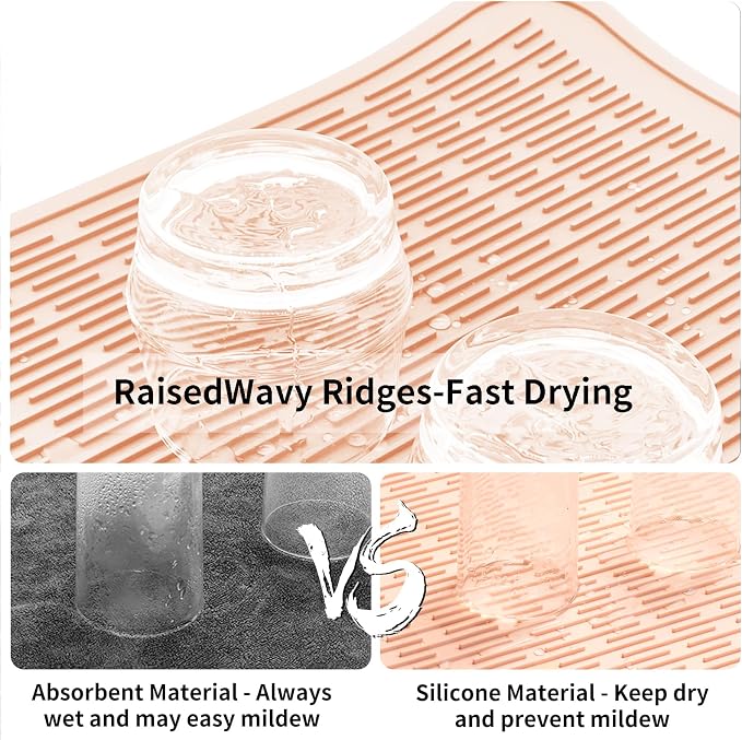 ZLR Silicone Dish Drying Mat for Kitchen Counter, Eco-Friendly Fast Dry Dish Mat - Image 2