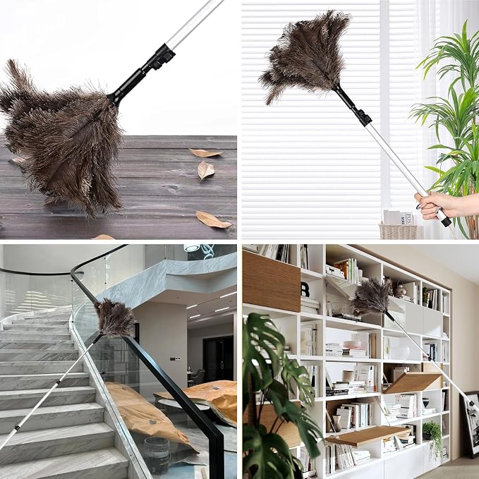 Extendable Ostrich Feather Duster 26-49 Inch, Natural Cleaning Duster - Image 5