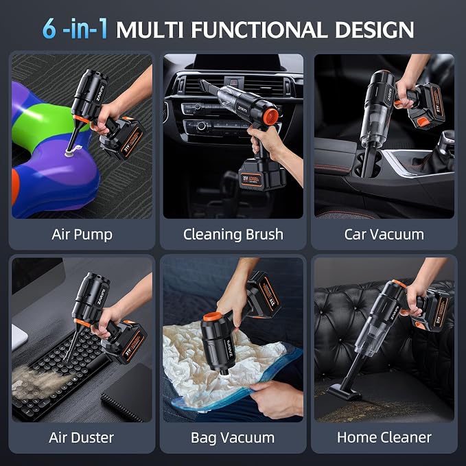 Car Vacuum Portable Cordless, 000Pa High Power Dust Buster, 6-in-1 Handheld - Image 5