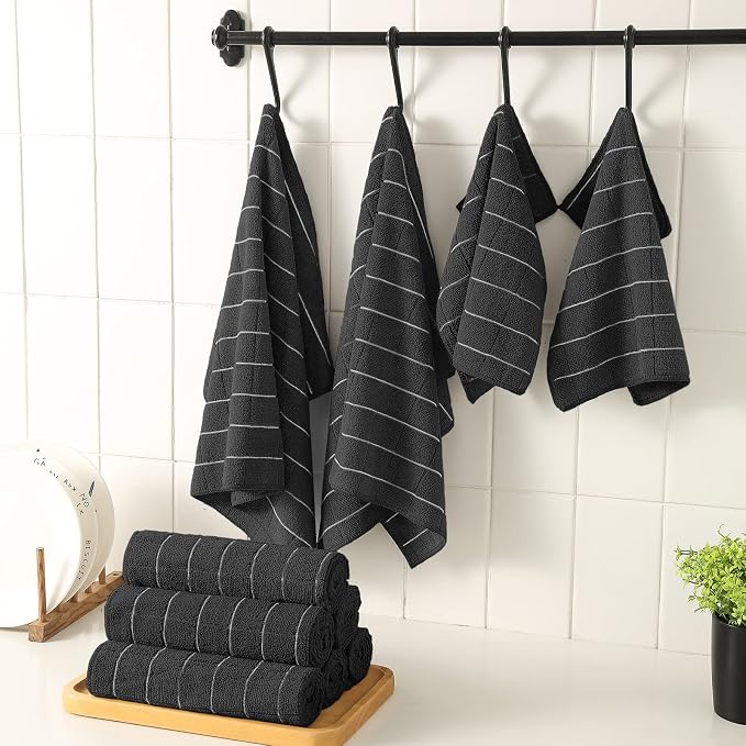 Microfiber Kitchen Towels and Dishcloths Set, 26 X 18 Inch and 12 X 12 Inch - Image 6