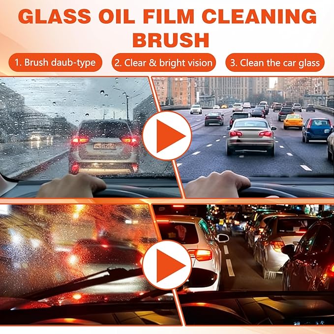 2Pcs Glass Oil Film Remover for Car, Automotive Glass Cleaner Oil Film Cleaning - Image 3