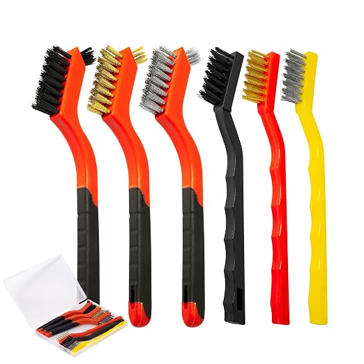 6Pcs Wire Brush Set, Stainless Steel/ Brass/ Nylon Bristle Brushes by Unknown