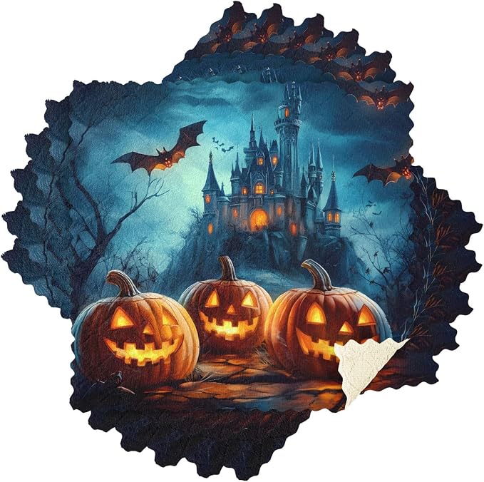 ALAZA Kitchen Towels Halloween Pumpkins Castle Flying Bat Dish Towels by ALAZA
