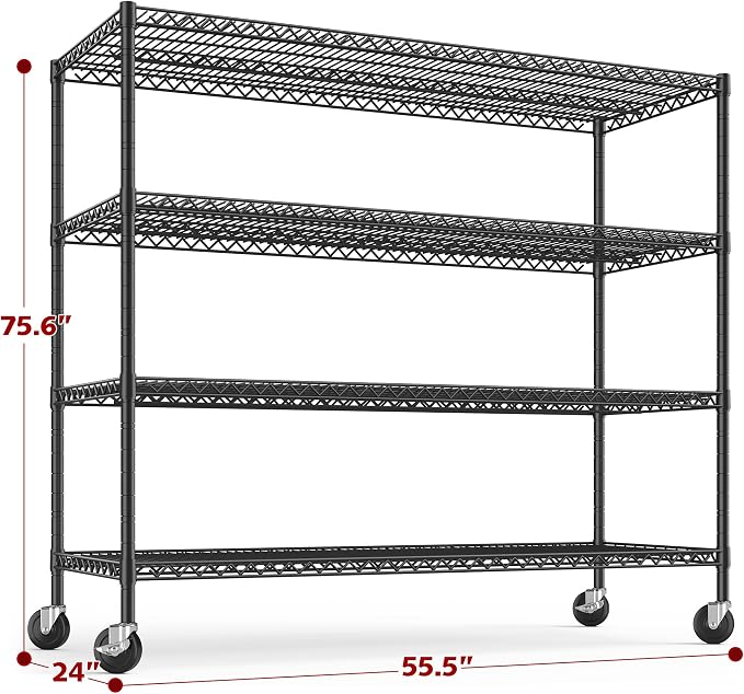 REIBII 55.5''W Storage Shelves 2500LBS Wire Shelving Rack - Image 3