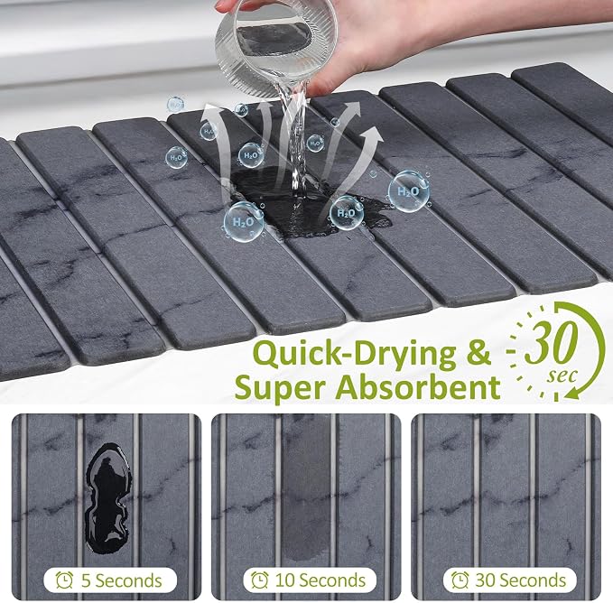 Large Stone Dish Drying Mat for Kitchen Counter, Collapsible Quick Dry Stone - Image 2