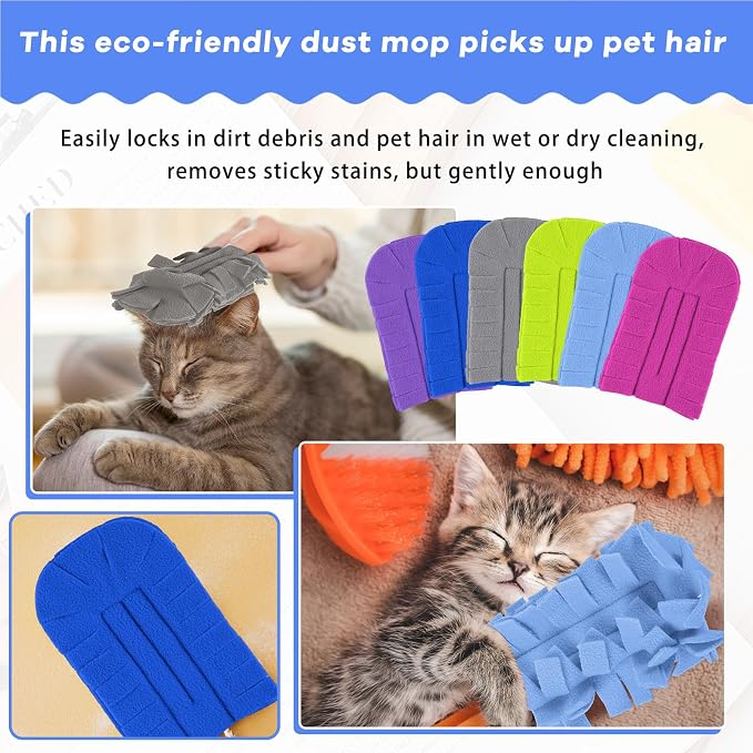 Zubebe 6 Pcs Duster Refill Reusable Fleece Duster Refills Feather Flat Dusters - Image 5