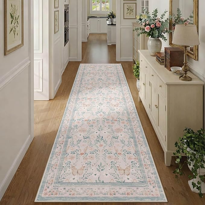 2'6" x 8' Floral Runner Rug, Washable Runners by Rugxara